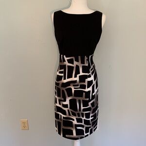 Ladies black with geometric skirt dress